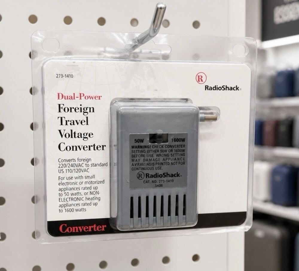 Radio Shack: Dual Power Foreign Travel Voltage Converter 220V to 110V- 50W/1600W